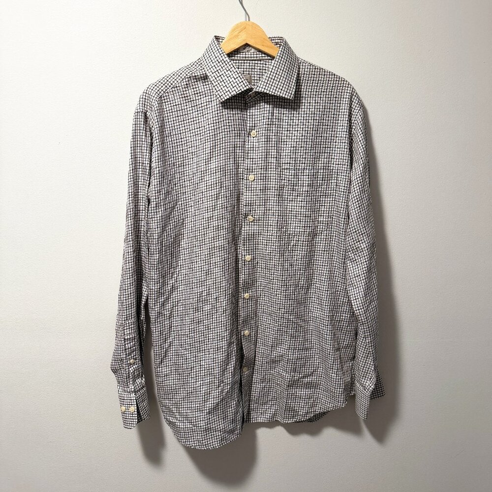 Peter Millar 100% Cotton Check Button Down Shirt Mens Large